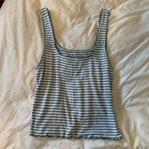 American Eagle Outfitters Striped Tank - Teal and White